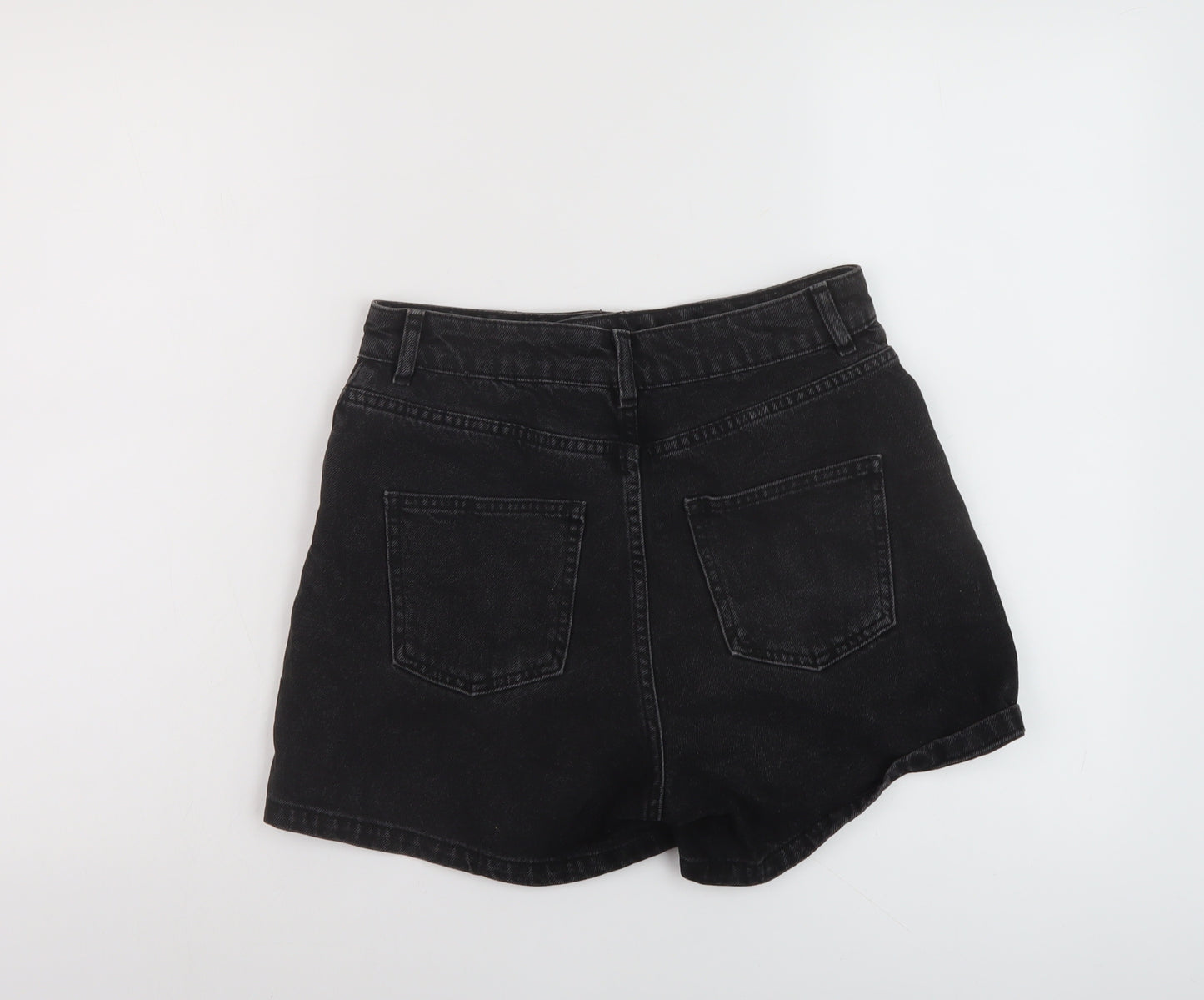 Asoso Womens Black Cotton Mom Shorts Size 10 L4 in Regular Button