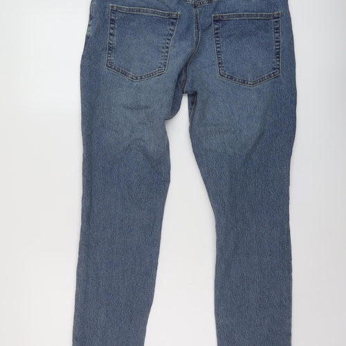 Easy Mens Blue Cotton Straight Jeans Size 34 in L29 in Slim Button