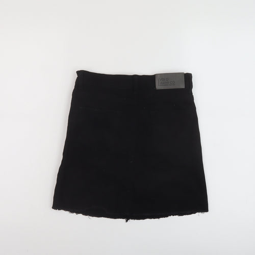 Voi Jeans Womens Black Cotton Mini Skirt Size 10 Button