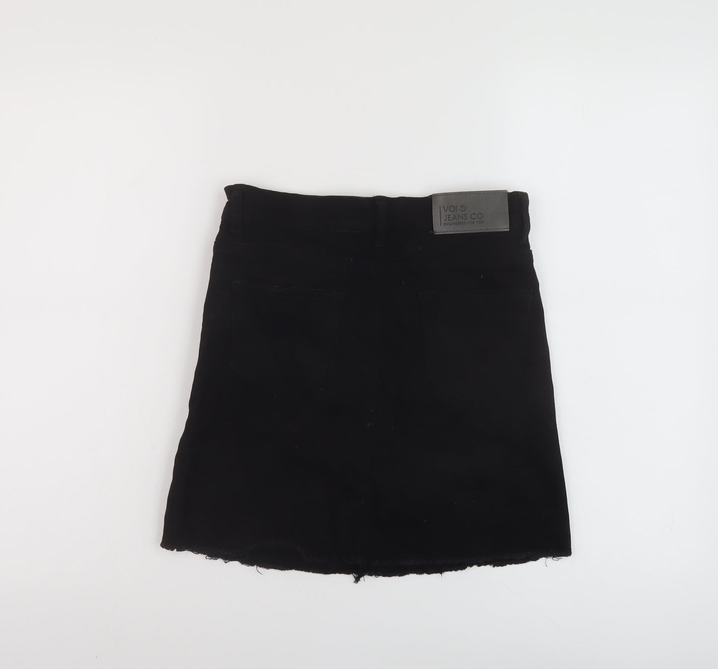 Voi Jeans Womens Black Cotton Mini Skirt Size 10 Button