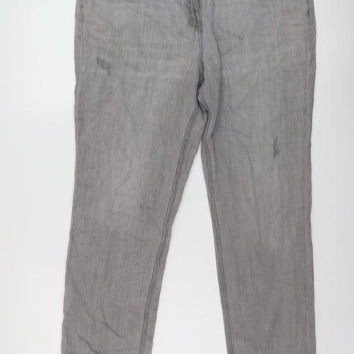 NEXT Womens Grey Cotton Straight Jeans Size 16 L27 in Regular Button