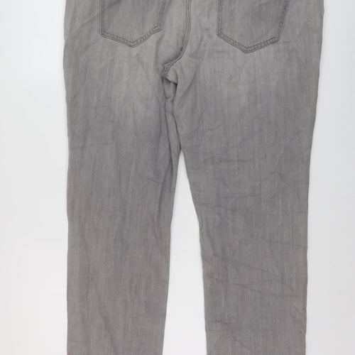 NEXT Womens Grey Cotton Straight Jeans Size 16 L27 in Regular Button
