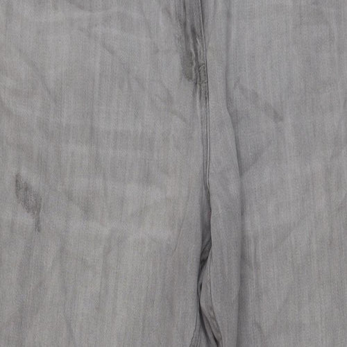NEXT Womens Grey Cotton Straight Jeans Size 16 L27 in Regular Button