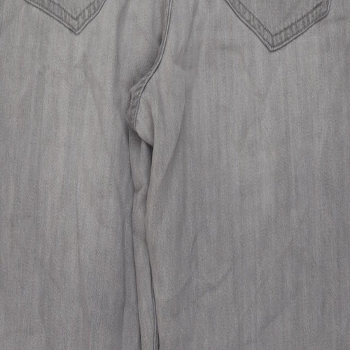 NEXT Womens Grey Cotton Straight Jeans Size 16 L27 in Regular Button
