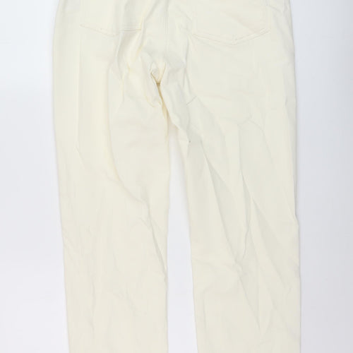 365 Denim Womens Ivory Cotton Straight Jeans Size 14 L28 in Regular Button