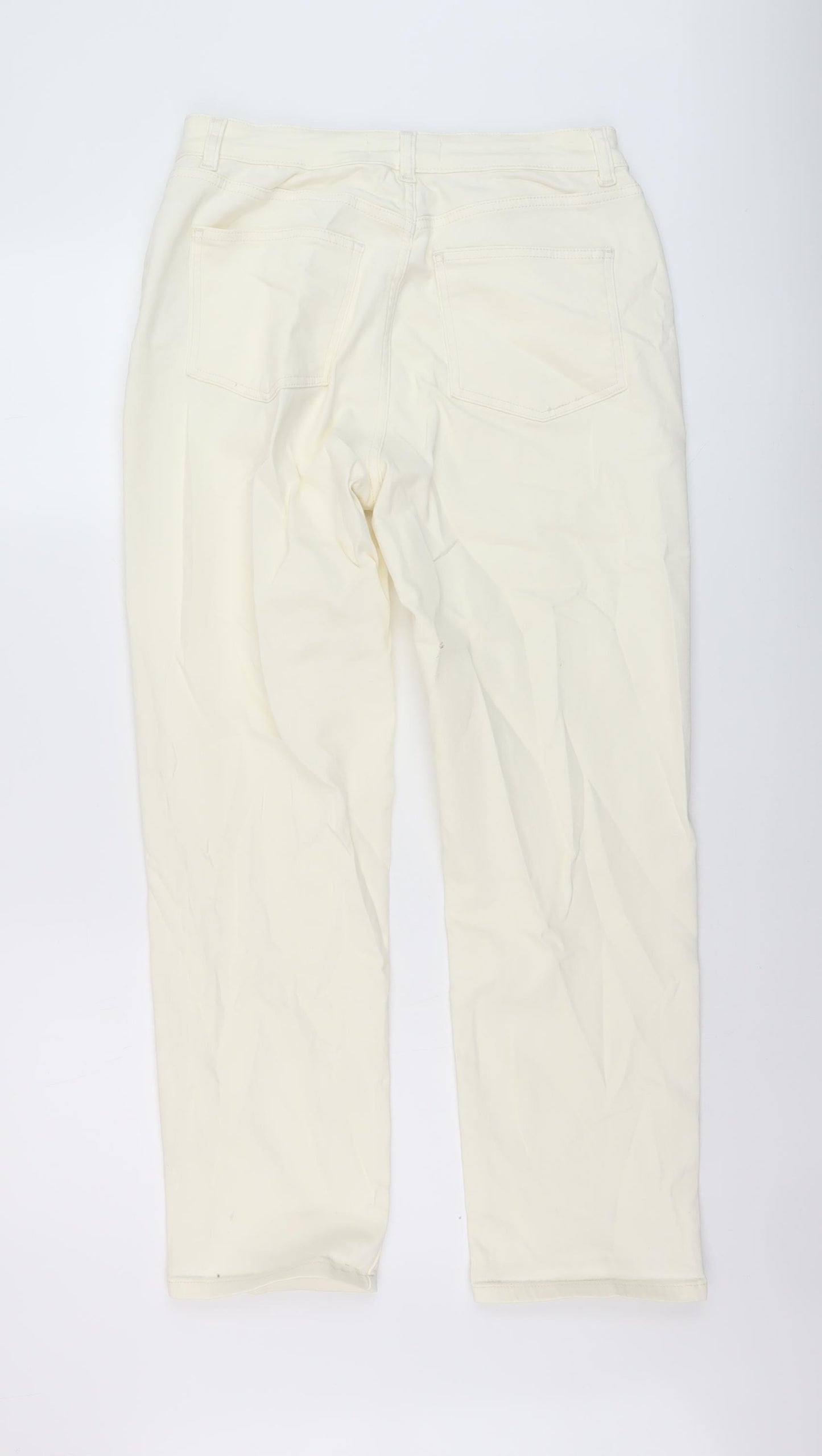 365 Denim Womens Ivory Cotton Straight Jeans Size 14 L28 in Regular Button