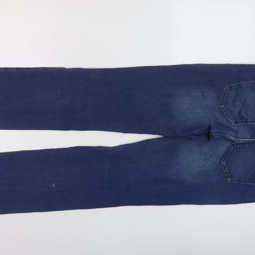 Marks and Spencer Womens Blue Cotton Straight Jeans Size 12 L28 in Regular Button