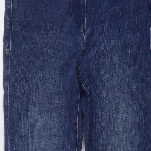 Marks and Spencer Womens Blue Cotton Straight Jeans Size 12 L28 in Regular Button