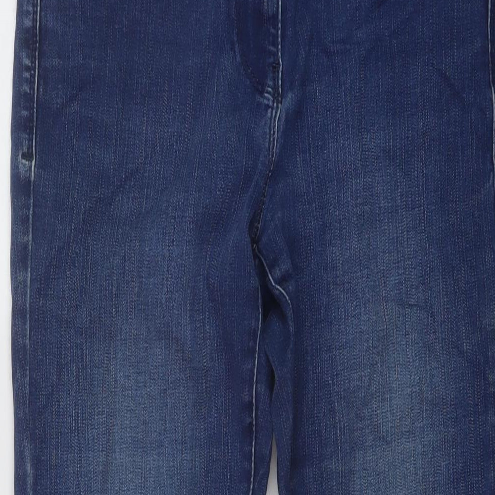 Marks and Spencer Womens Blue Cotton Straight Jeans Size 12 L28 in Regular Button