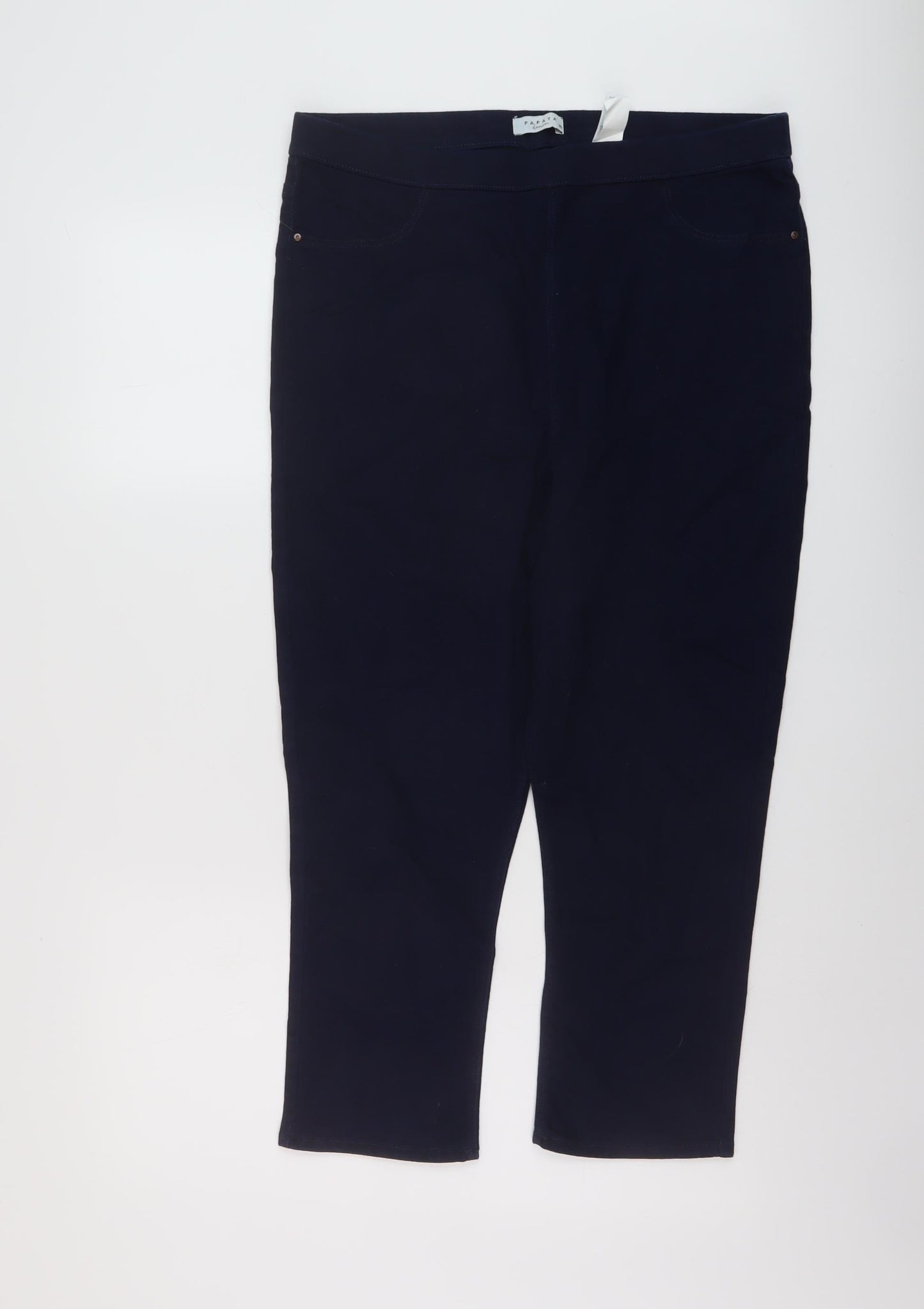 Papaya Womens Blue Cotton Capri Jeans Size 16 L22 in Regular