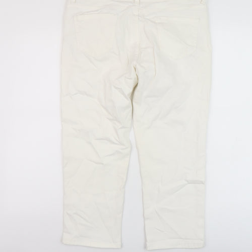 CREW Womens White Cotton Capri Jeans Size 14 L22 in Regular Button