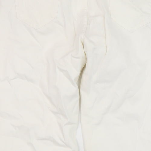 CREW Womens White Cotton Capri Jeans Size 14 L22 in Regular Button