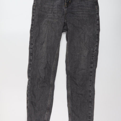 Topshop Womens Grey Cotton Mom Jeans Size 25 in L27 in Regular Button