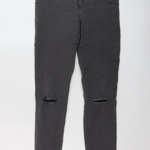 Zara Womens Grey Cotton Skinny Jeans Size XS L28 in Regular Button
