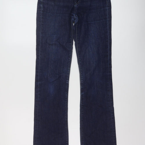 7 For All Mankind Womens Blue Cotton Bootcut Jeans Size 26 L33 in Regular Button