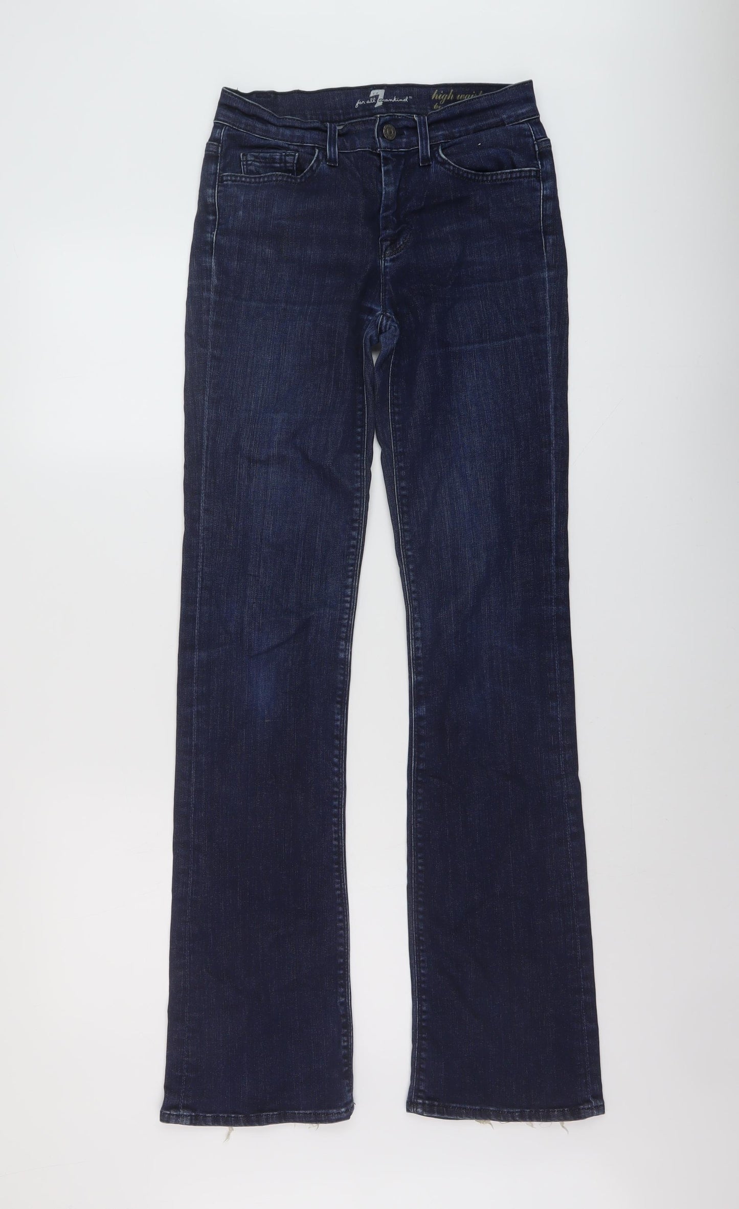 7 For All Mankind Womens Blue Cotton Bootcut Jeans Size 26 L33 in Regular Button