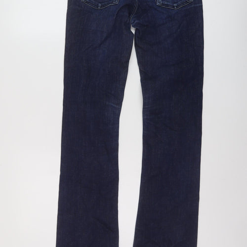 7 For All Mankind Womens Blue Cotton Bootcut Jeans Size 26 L33 in Regular Button