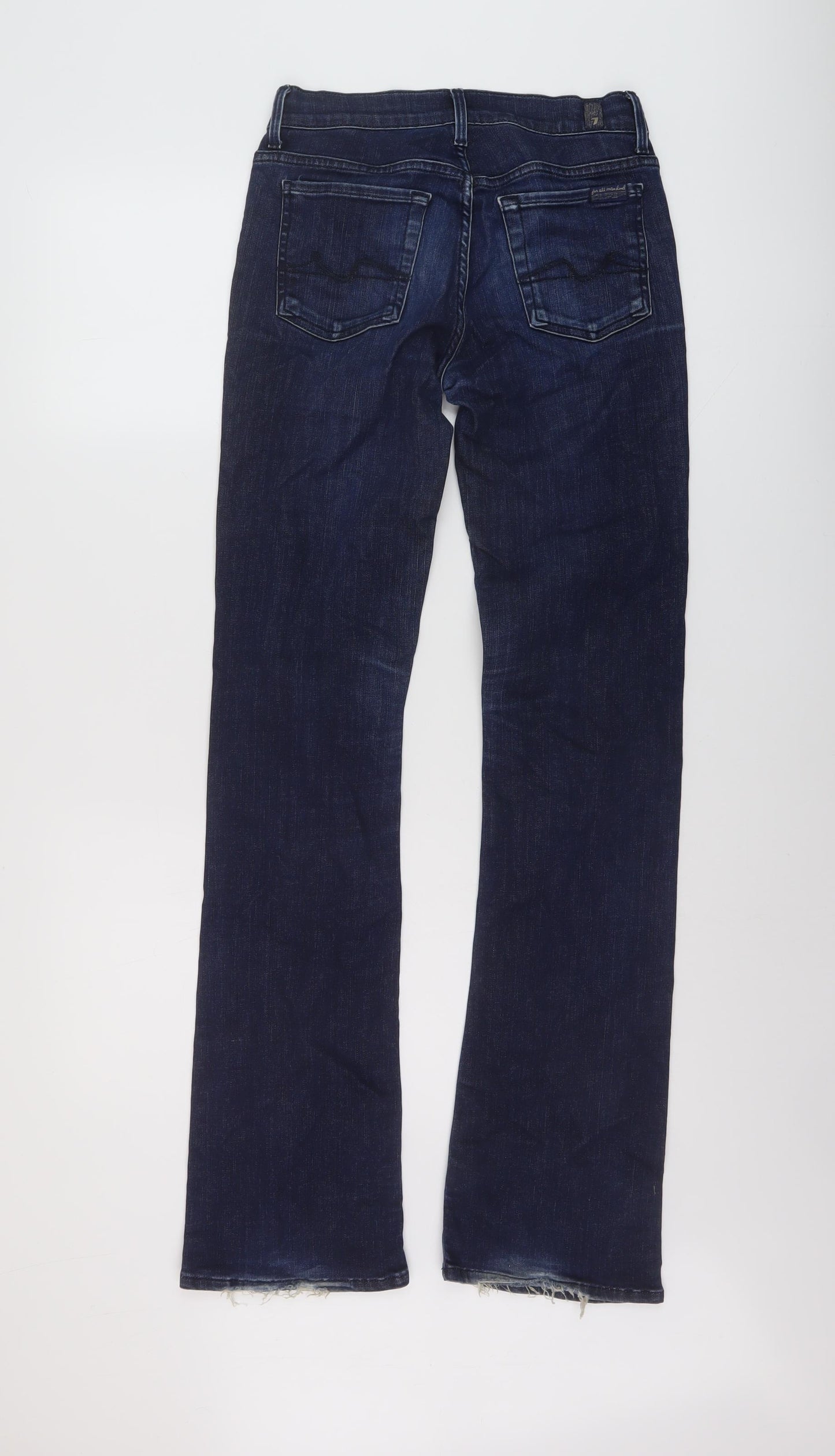 7 For All Mankind Womens Blue Cotton Bootcut Jeans Size 26 L33 in Regular Button