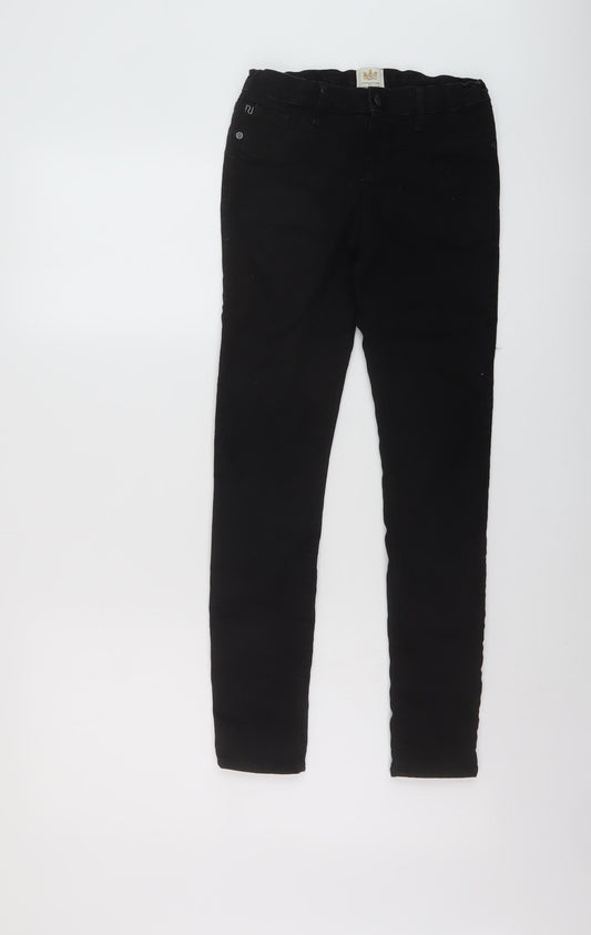 River Island Boys Black Cotton Skinny Jeans Size 11 Years Regular Button