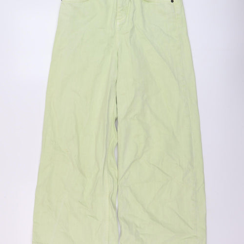 ASOS Womens Green Cotton Wide-Leg Jeans Size 26 in L25 in Regular Button