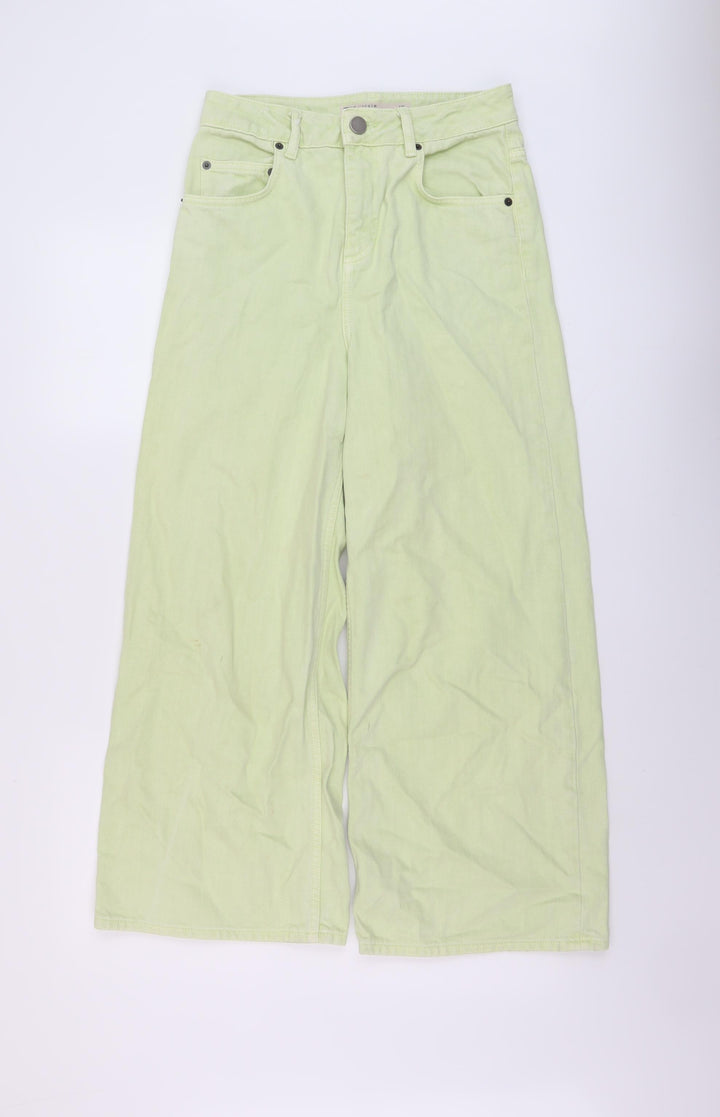 ASOS Womens Green Cotton Wide-Leg Jeans Size 26 in L25 in Regular Button