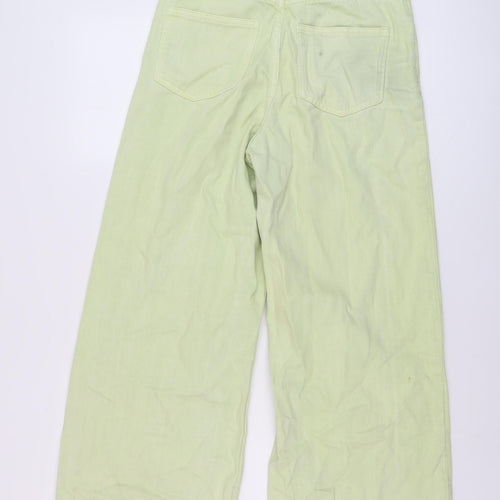 ASOS Womens Green Cotton Wide-Leg Jeans Size 26 in L25 in Regular Button
