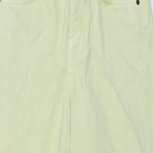 ASOS Womens Green Cotton Wide-Leg Jeans Size 26 in L25 in Regular Button