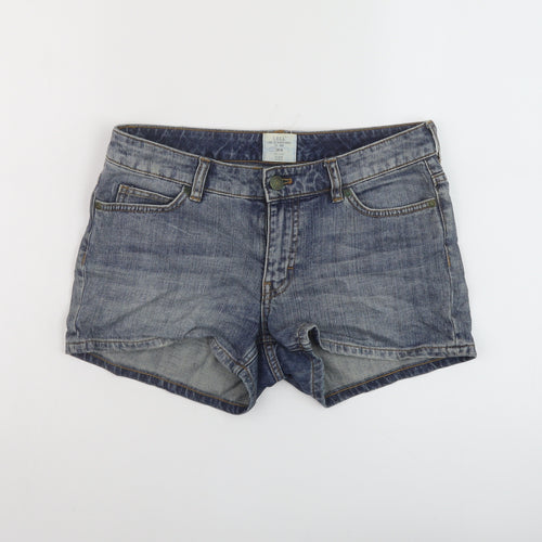 H&M Womens Blue Cotton Hot Pants Shorts Size 8 L3 in Regular Button