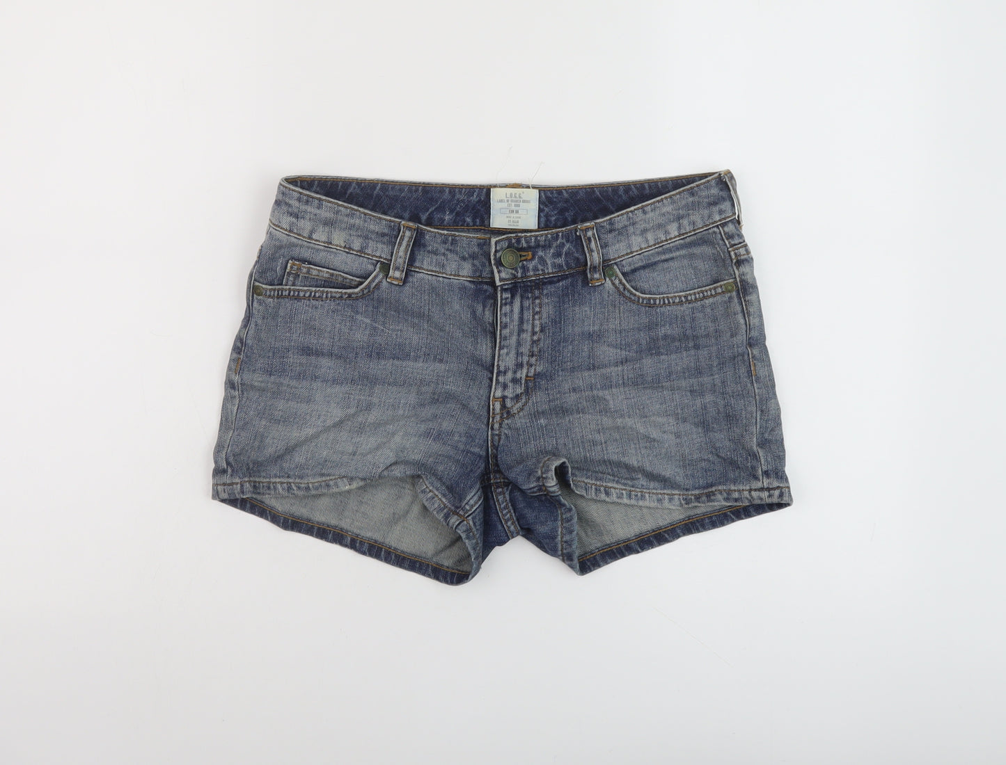 H&M Womens Blue Cotton Hot Pants Shorts Size 8 L3 in Regular Button