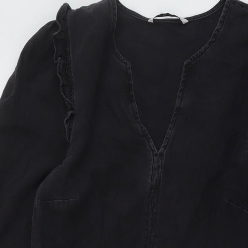TU Womens Grey Cotton A-Line Size 12 V-Neck Pullover