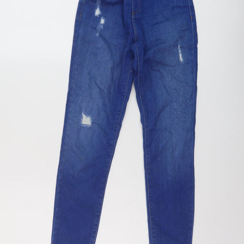 River Island Girls Blue Cotton Skinny Jeans Size 10 Years Regular Button