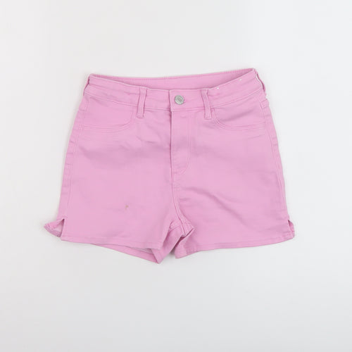 H&M Girls Purple Cotton Mom Shorts Size 10-11 Years Regular Zip