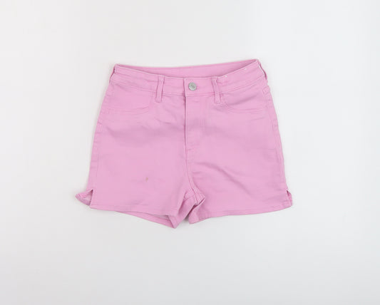 H&M Girls Purple Cotton Mom Shorts Size 10-11 Years Regular Zip