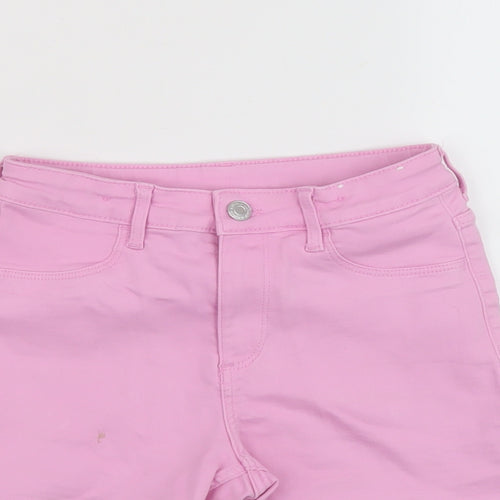 H&M Girls Purple Cotton Mom Shorts Size 10-11 Years Regular Zip