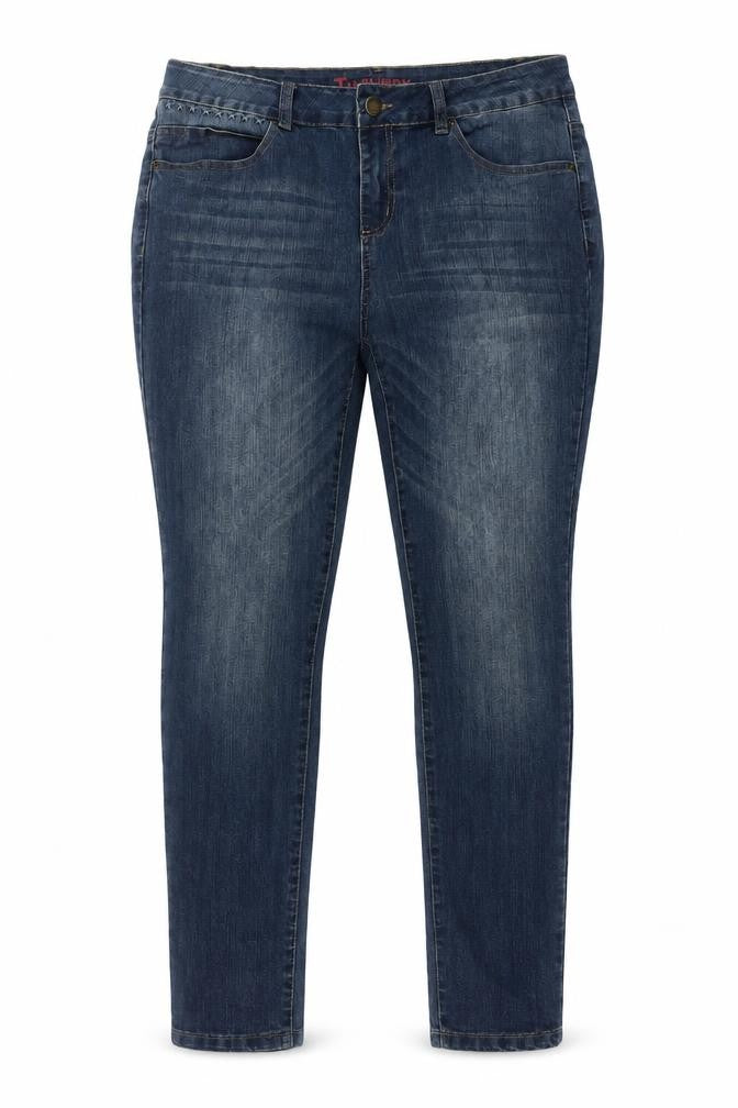 TU Womens Blue Cotton Skinny Jeans Size 14 L28 in Regular Button
