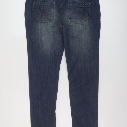 TU Womens Blue Cotton Skinny Jeans Size 14 L28 in Regular Button
