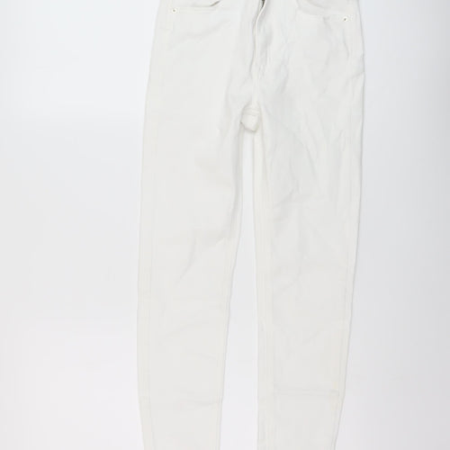 Stradivarius Womens White Cotton Skinny Jeans Size 8 L27 in Regular Button
