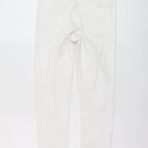 Stradivarius Womens White Cotton Skinny Jeans Size 8 L27 in Regular Button