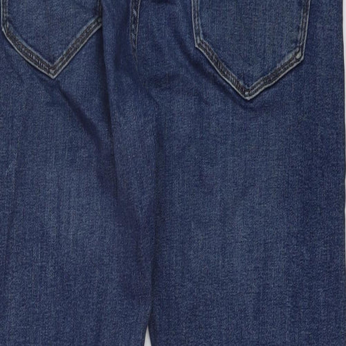 Marks and Spencer Mens Blue Cotton Straight Jeans Size 30 in L33 in Regular Button