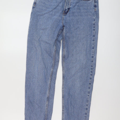 Denim & Co. Womens Blue Cotton Mom Jeans Size 8 L25 in Regular Button