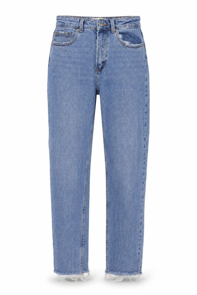 Denim & Co. Womens Blue Cotton Mom Jeans Size 8 L25 in Regular Button