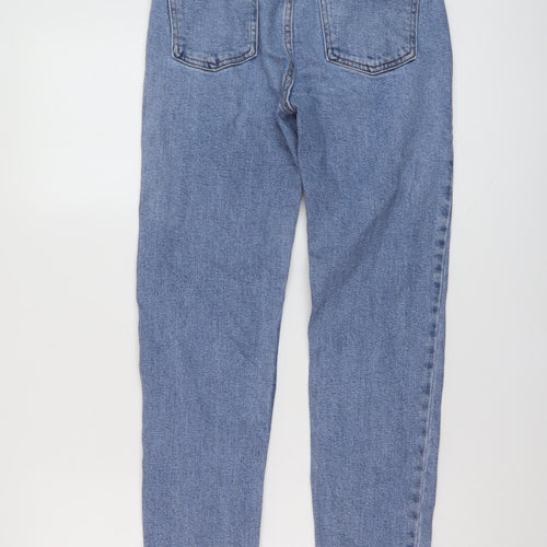 Denim & Co. Womens Blue Cotton Mom Jeans Size 8 L25 in Regular Button