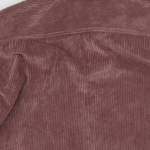 Stradivarius Mens Purple Polyester Button-Up Size L Collared Button