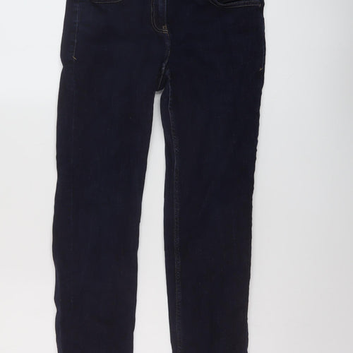 NEXT Womens Blue Cotton Straight Jeans Size 12 L27 in Regular Button