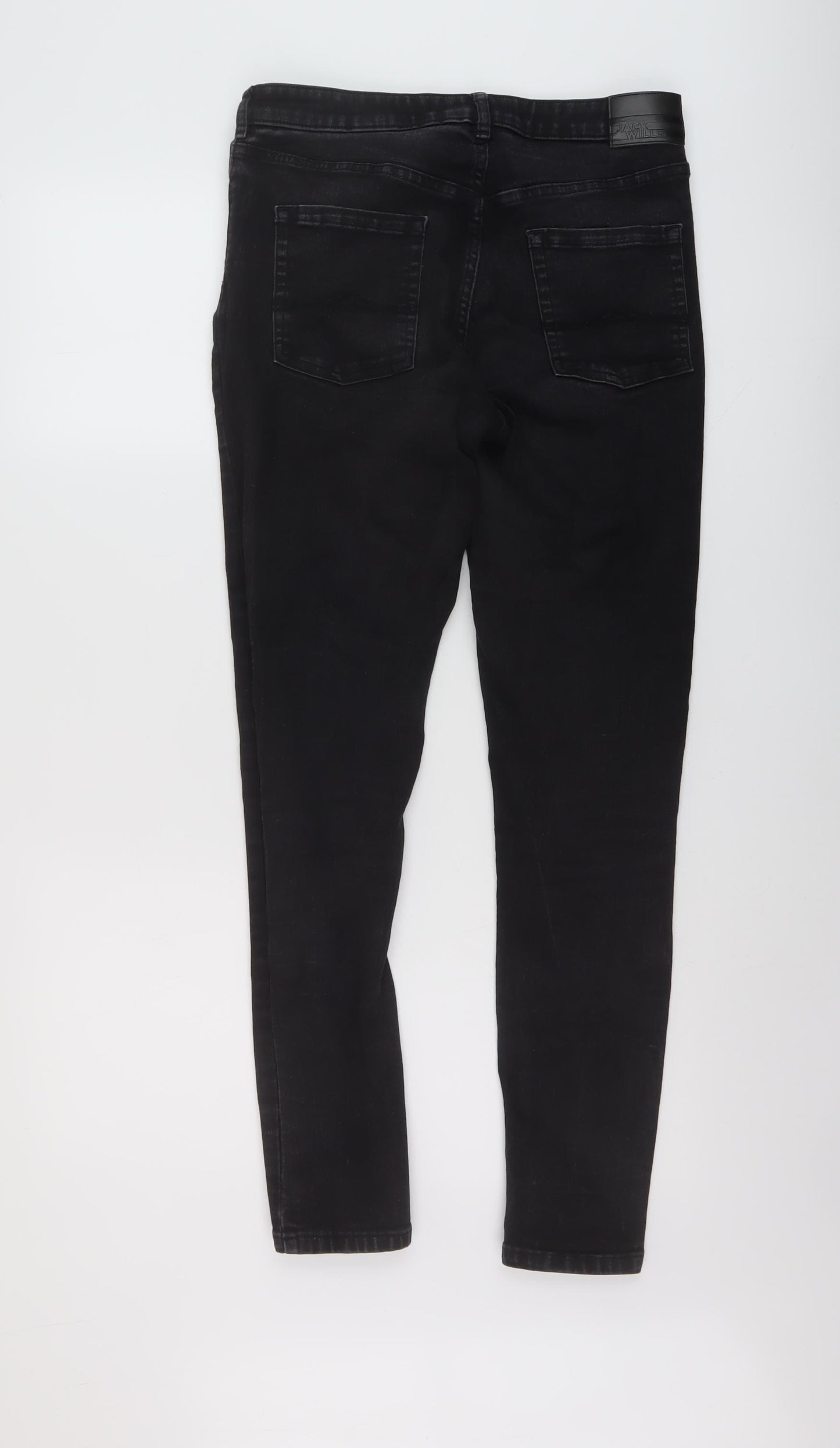 Jack Wills Womens Black Cotton Skinny Jeans Size 30 in L29 in Regular Button