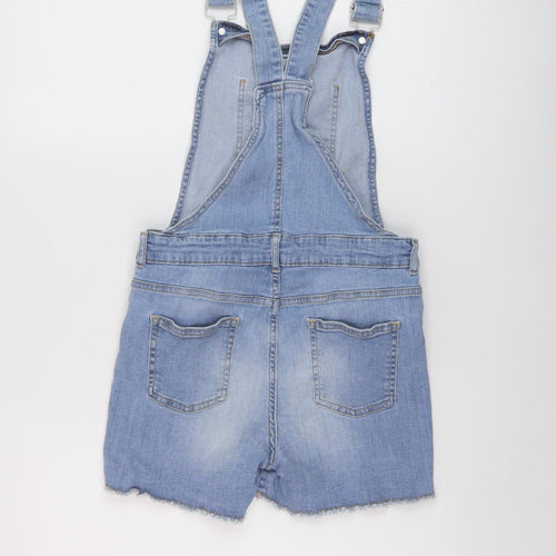 Matalan Girls Blue Cotton Dungaree One-Piece Size 15 Years Button
