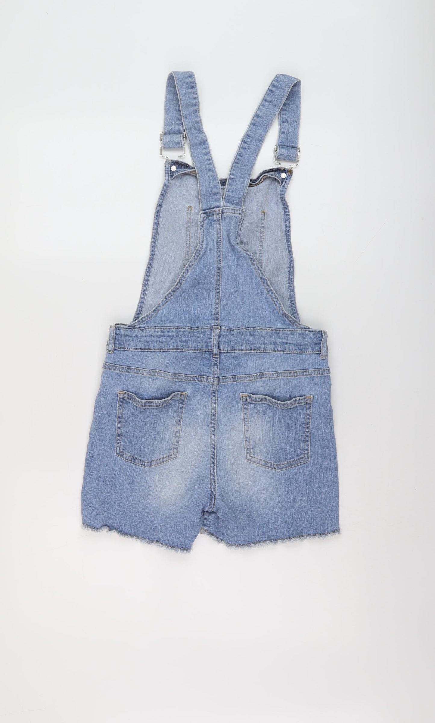 Matalan Girls Blue Cotton Dungaree One-Piece Size 15 Years Button