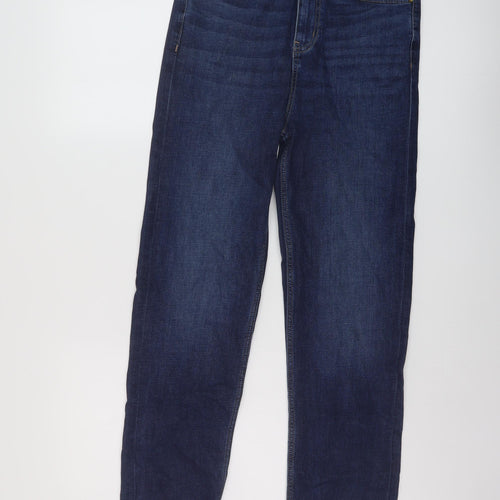 Marks and Spencer Womens Blue Cotton Straight Jeans Size 12 L27 in Regular Button