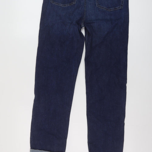 Marks and Spencer Womens Blue Cotton Straight Jeans Size 12 L27 in Regular Button