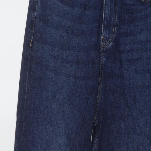 Marks and Spencer Womens Blue Cotton Straight Jeans Size 12 L27 in Regular Button